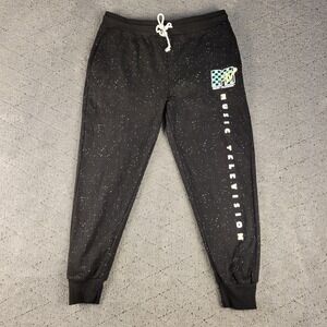 MTV Sweatpants Mens XL Black Jogger Pull On Elastic Waist Drawstring Tapered